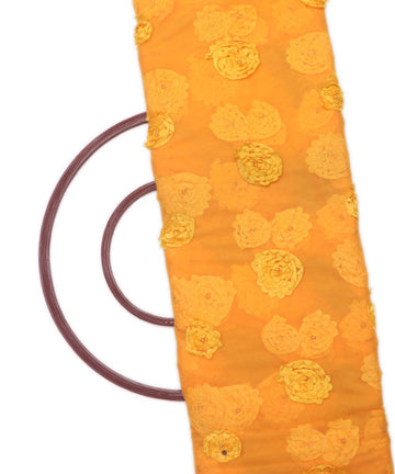 yellow floral net embroidery fabric b131 3473